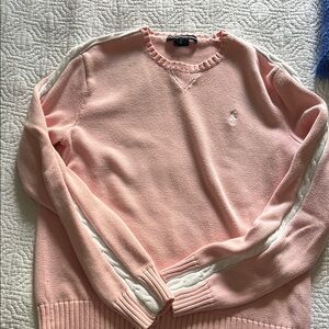 Pink Crewneck Sweater with White Accents
